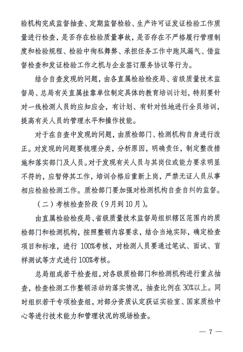 關(guān)于印發(fā)《關(guān)于在全國質(zhì)檢系統(tǒng)開展檢測(cè)工作整頓的活動(dòng)方案》的通知
